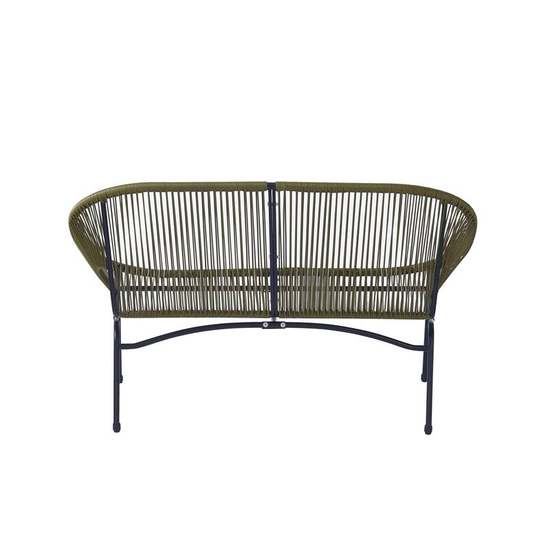 Roomfitters Condessa Outdoor Wicker Loveseat with Hammock Weave, Modern
