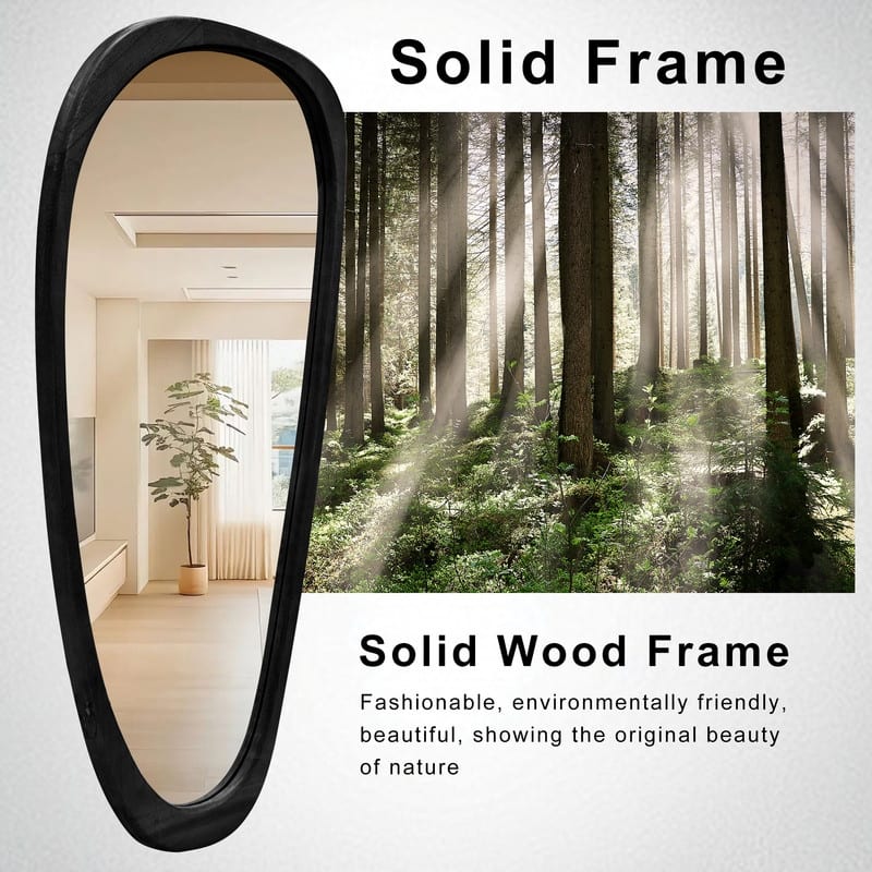Irregular Mirror Asymmetrical Wood Wall Mirror