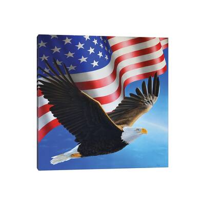 iCanvas "American Eagle And Flag" by John Salozzo Canvas Print