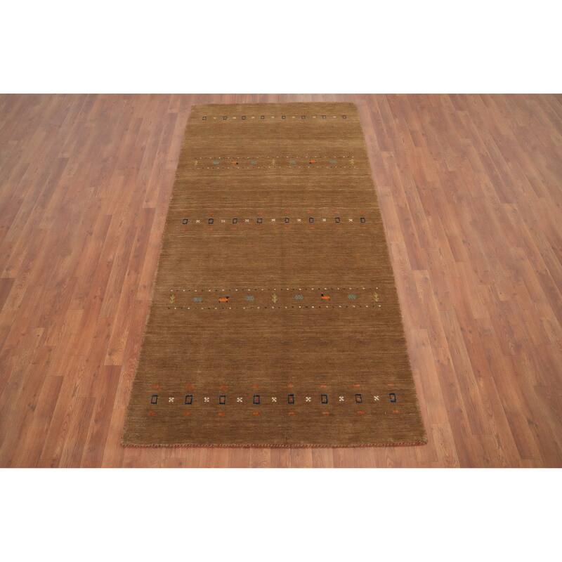Hand Knotted Oriental 100% Wool Carpet Tribal Animal Pictorial Brown Gabbeh Area Rug - 8' 1'' X 4' 1''