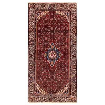 ECARPETGALLERY Hand-knotted Anatolian Vintage Red Wool Rug - 4'9 x 9'9