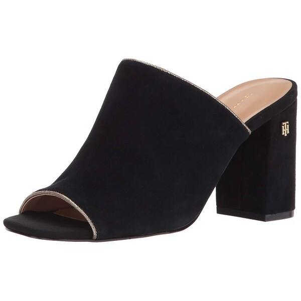 Tommy Hilfiger Womens Sayna Leather Peep Toe Mules