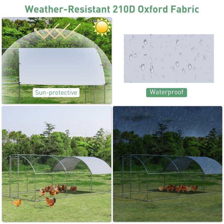 Metal Chicken Coop Outdoor Galvanized Dome Cage with Cover
