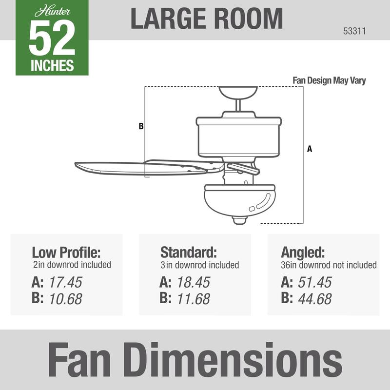Hunter 52" Newsome Ceiling Fan with LED Bowl Light Kit and Pull Chain