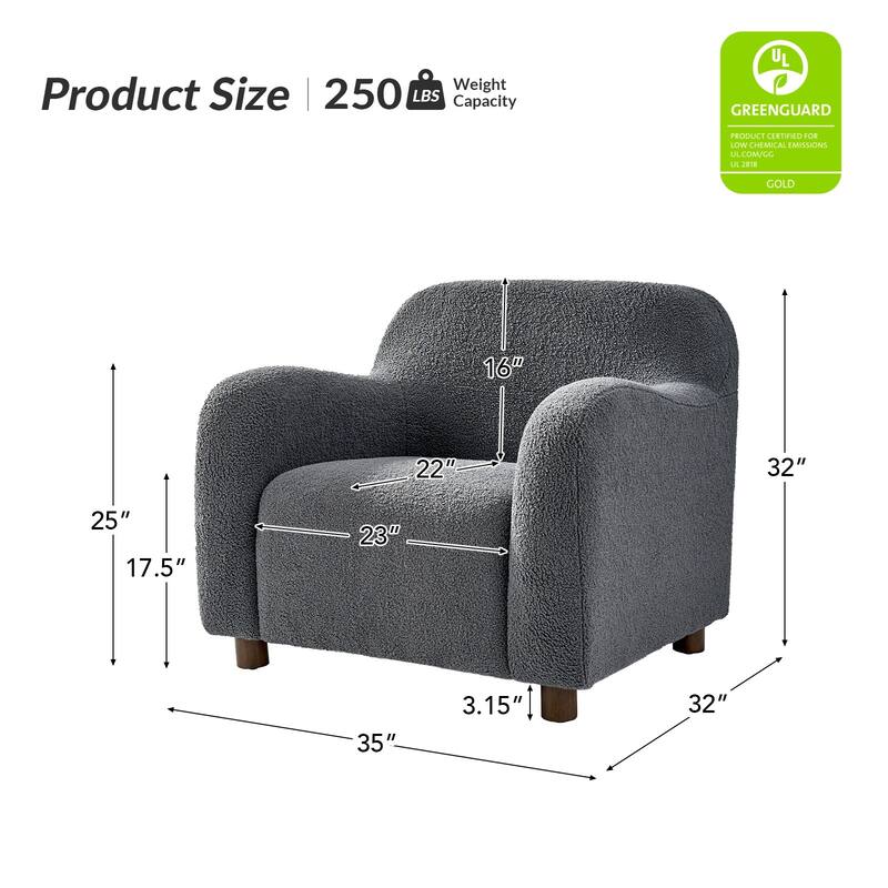 Wayne 35" Wide Boucle Upholstered Teddy Accent Chair with Solid Wood Legs Set of 2 by HULALA HOME