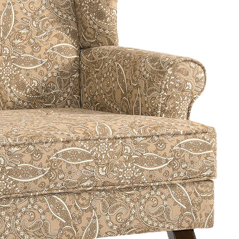 31" W Modern Upholstered Linen Wing Back Accent Chair with Rolled Arm