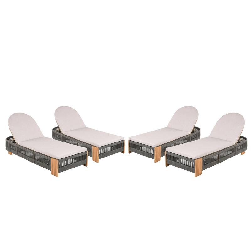 Spruce & Spring Khloe Outdoor Chaise Lounge Chair, Acacia wood Pool Chair