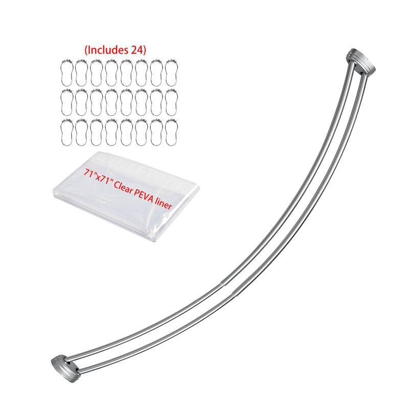Utopia Alley Rustproof Wall Mounted Aluminum Double Curved Shower Curtain Rod, Adjustable Double Shower Rod from 45" to 72"