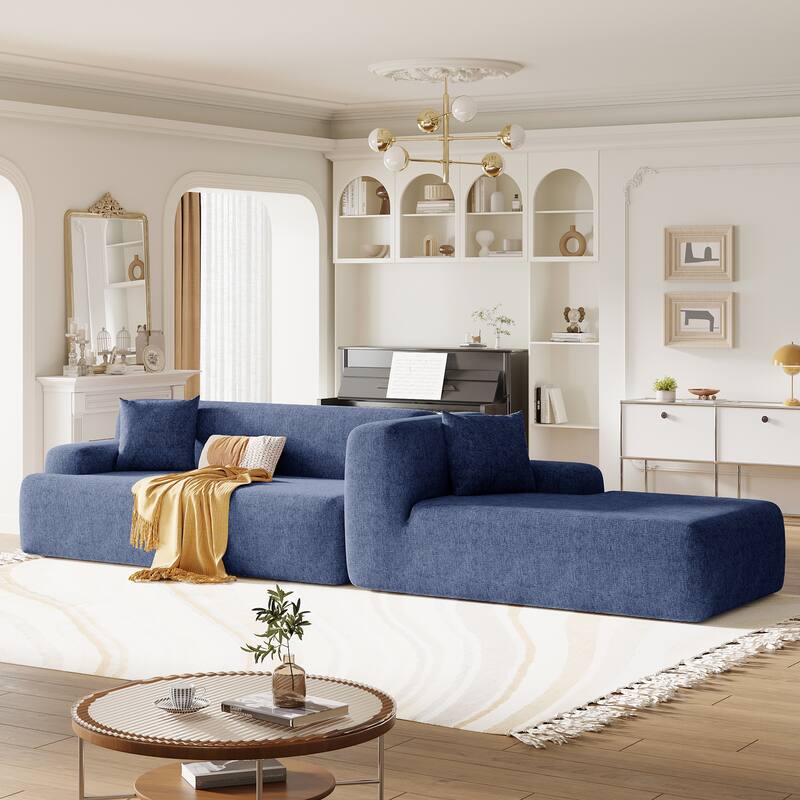 Modern Large L-Shape Modular Sectional Sofa for Living Room - Blue