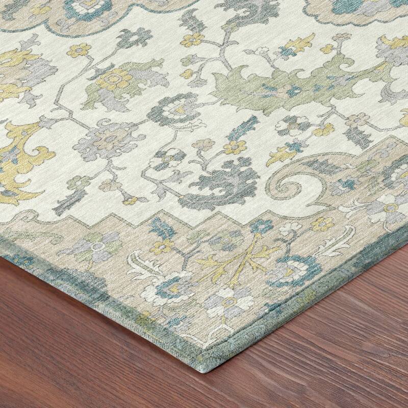 Machine Washable Indoor/ Outdoor Traditional Indore Chantille Rug