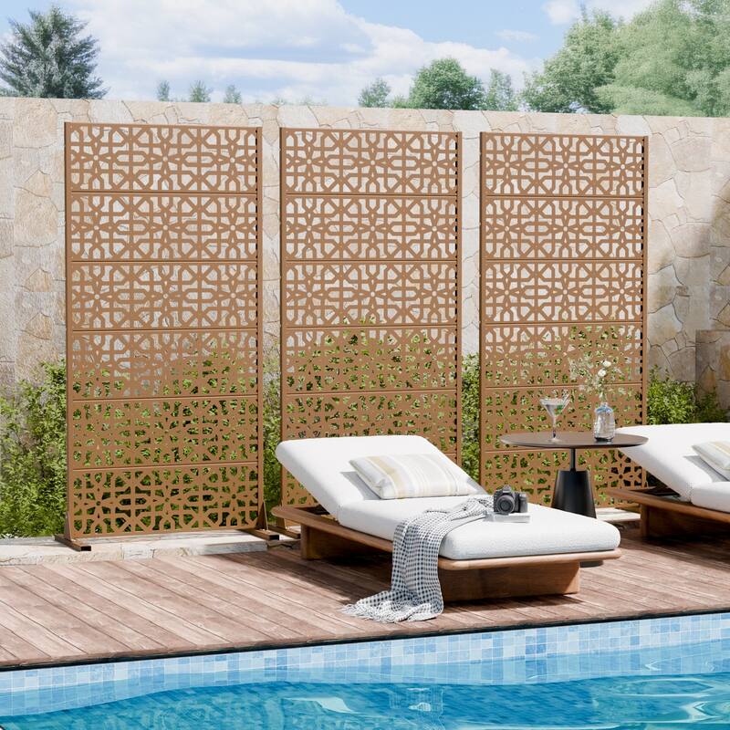 Rectangle Outdoor Privacy Screens Metal Screen Fence Panel Set of 2