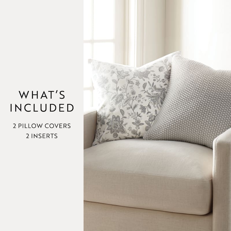 2-Pack Decor Throw Pillows Seed Stitch Knit with Cotton Patterns in Jacobean