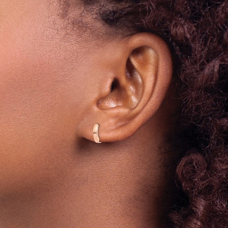 Curata 10k Rose Gold 9x2mm Round Hinged Hoop Earrings