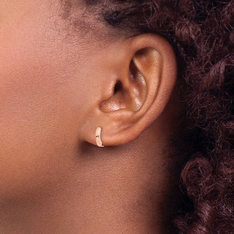 Curata 14k Rose Gold Polished Hinged Hoop Earrings - 9x2mm Wide