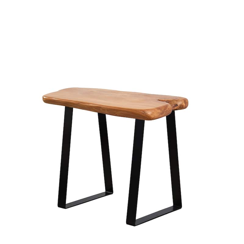 Cedar Root Live Edge Natural Stool with 2 Flat Iron Table Legs - 20" x 12"x 17.6"