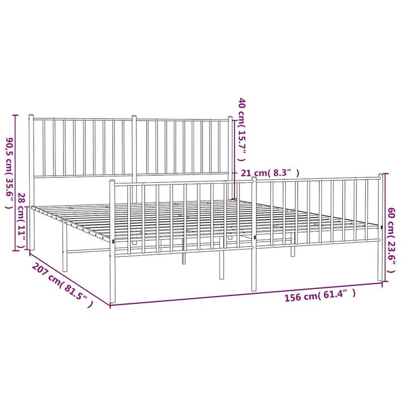 vidaXL Metal Bed Frame, No Mattress