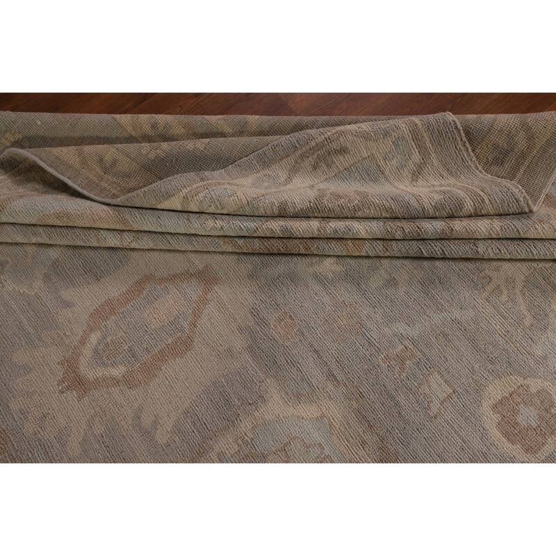 Vegetable Dye Gray Oushak Oriental Area Rug Handmade Wool Carpet - 9'1" x 11'11"