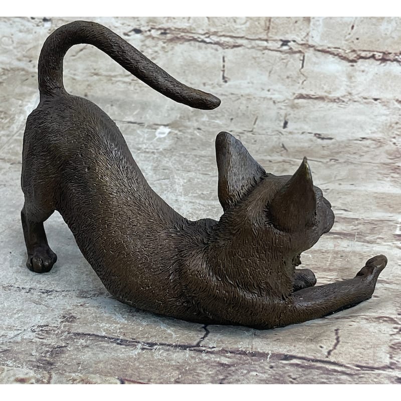 Signed Original Siamese Imitative Cat Bronze Sculpture Figurine Figure Home Decor Hot Cast
