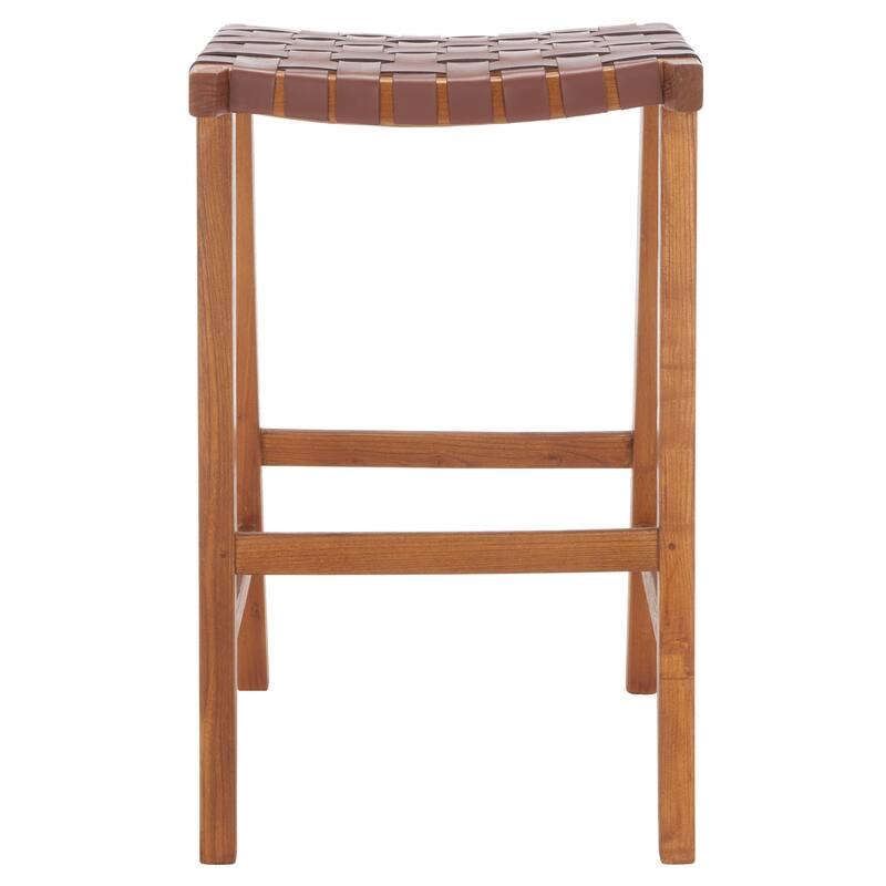 SAFAVIEH Remzija 30-inch Woven Leather Rectangle Bar Stool - 20" W x 19" D x 30" H