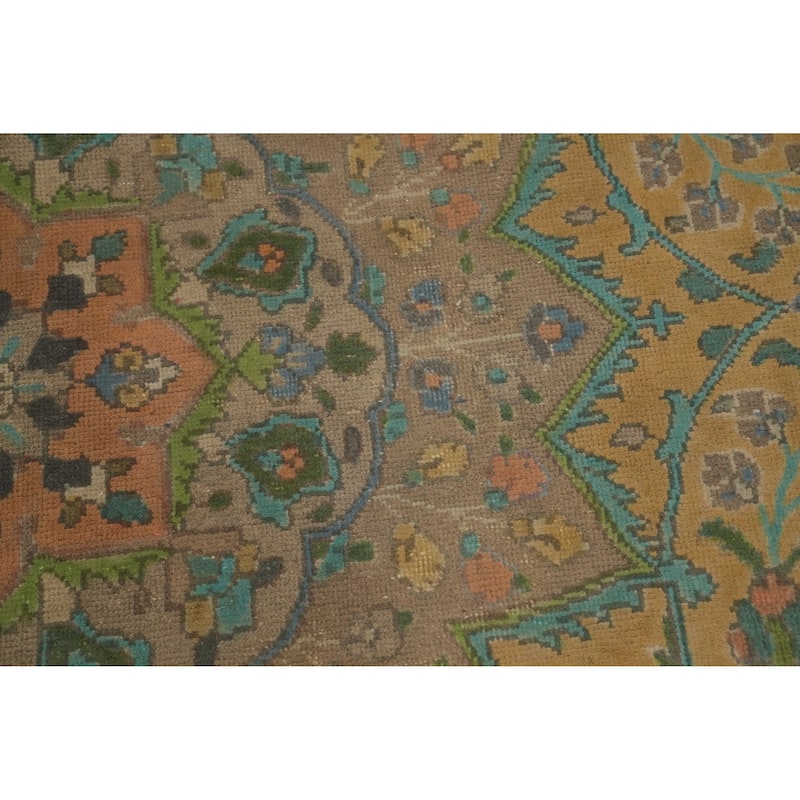 Hand Knotted Oriental 100% Wool Carpet Traditional Floral Oranges & Rust Tabriz Area Rug - 12' 7'' X 9' 7''