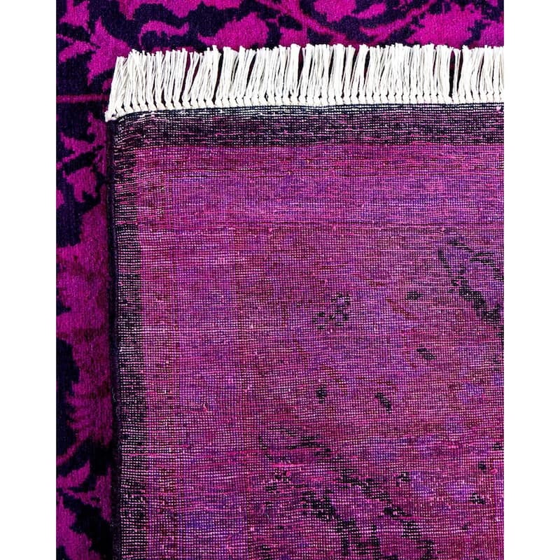 Overton Hand Knotted Wool Vintage Inspired Modern Contemporary Overdyed Purple Area Rug - 6' 2" x 9' 2"
