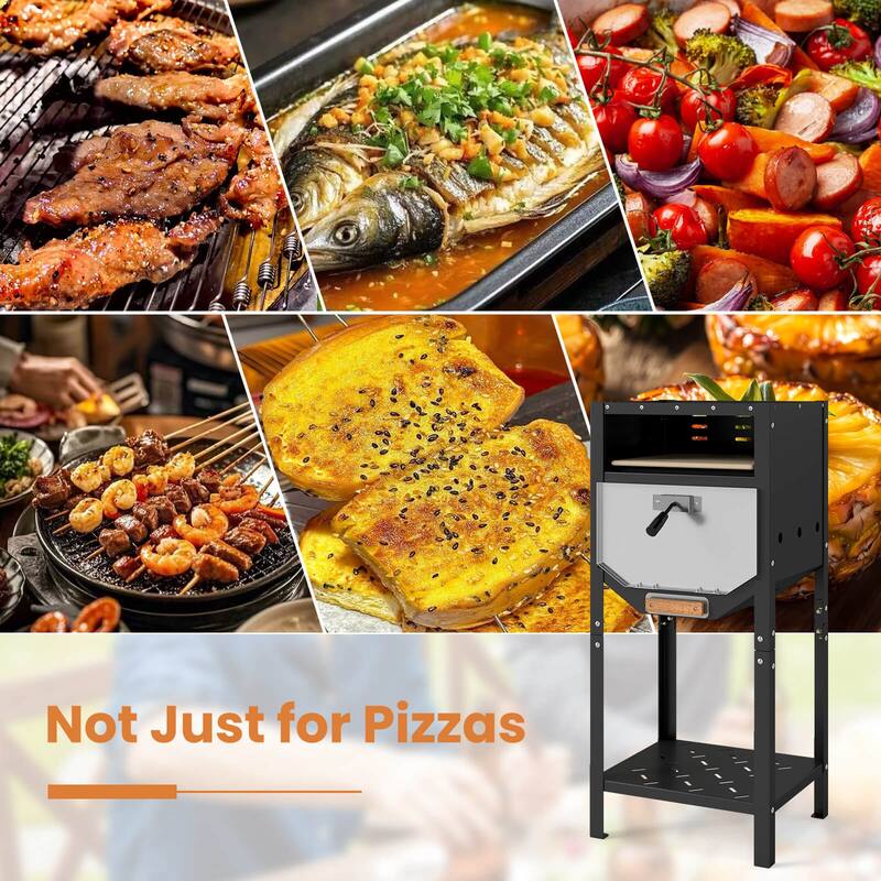 Costway 12" Outdoor Pizza Oven with Ash Tray & Wood Storage Pizza - See Details