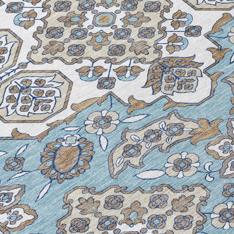 HomeRoots Medallion Traditional Rectangle Outdoor Rug