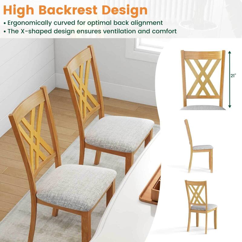 Costway 4 PCS Linen Fabric Upholstered Kitchen Armless Chairs with - See Details