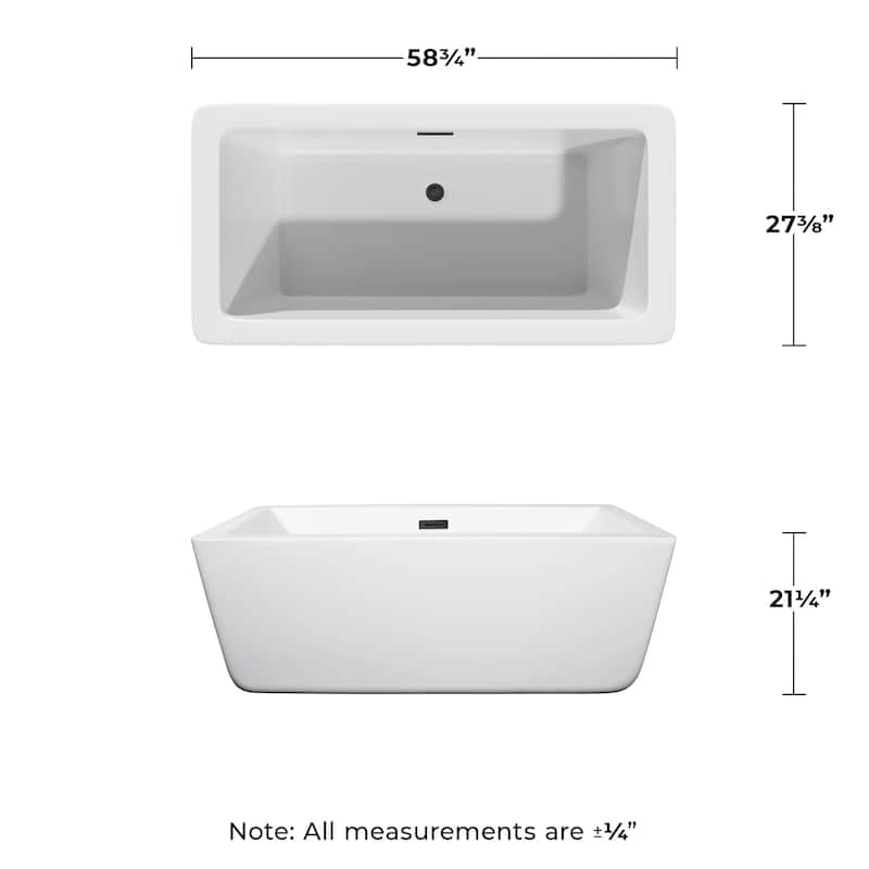 Wyndham Collection Laura 59" Free Standing Acrylic Soaking Tub with