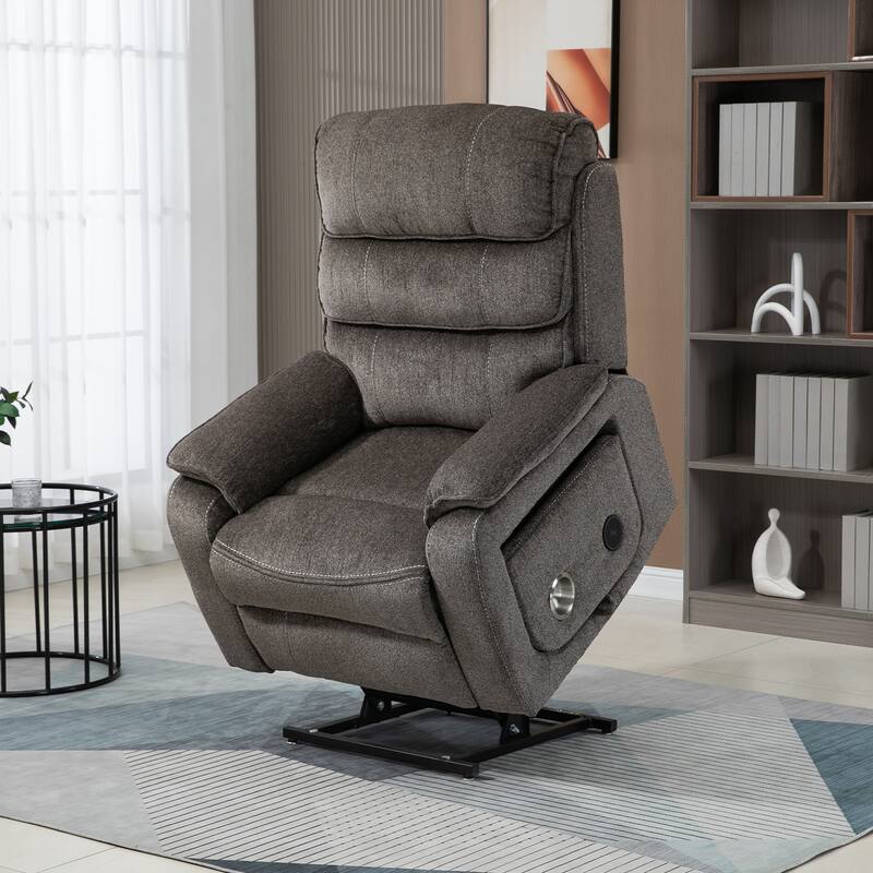 Flagship Oversized Recliner Chair with Wireless Charge, Massage & Heat - Light Brown