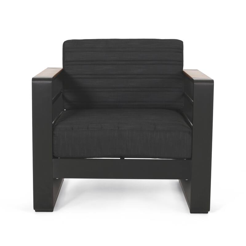 Giovanna Outdoor Aluminum Club Chairs with Faux Wood Accents (set of 2) by Christopher Knight Home