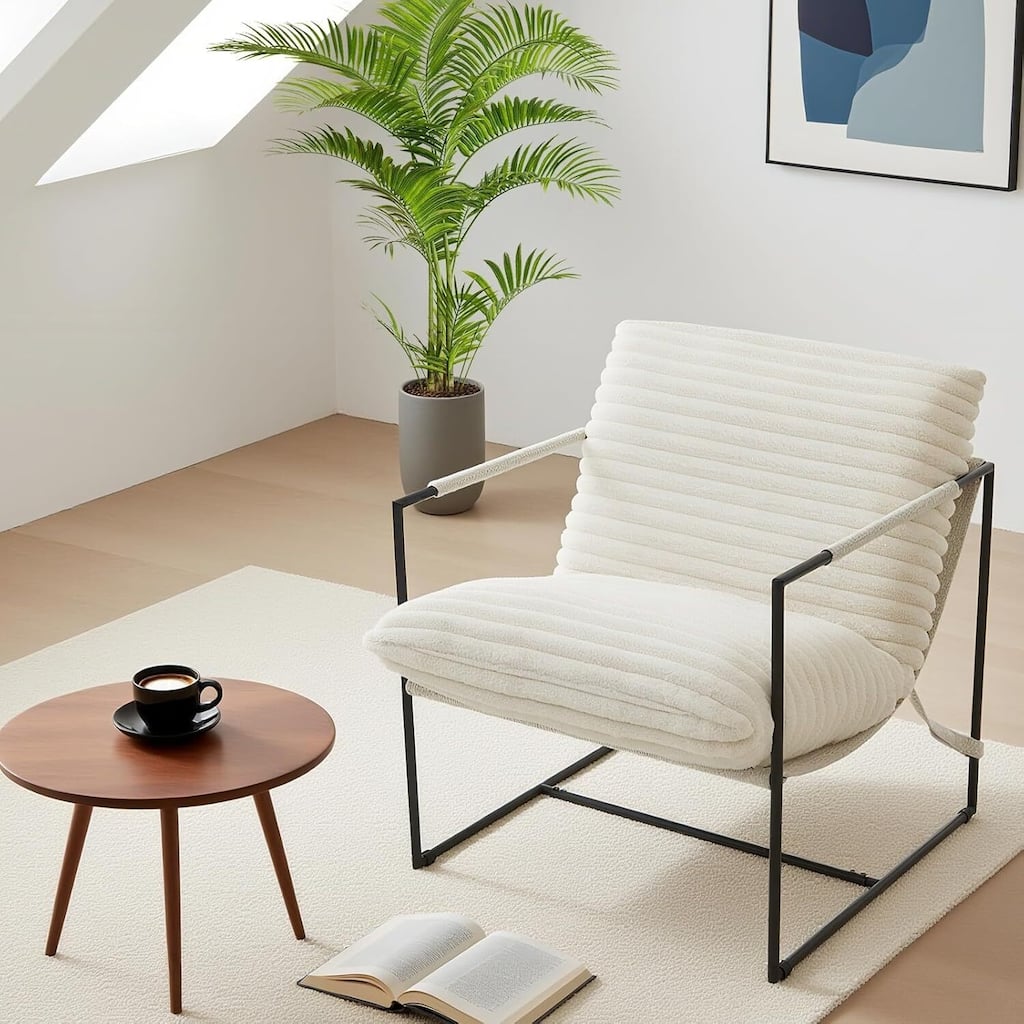 Modern Sling Accent Chair, Upholstered Lounge Armchair for Living Room, Bedroom