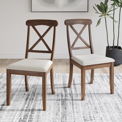 CraftPorch Farmhouse Style Wooden Dining Chairs (Set of 2) - N/A