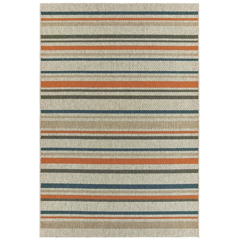 Lakeland Grey Blue Geometric Outdoor Casual Area Rug
