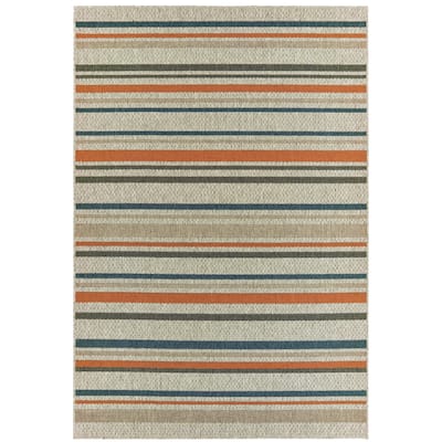Lakeland Grey Blue Geometric Outdoor Casual Area Rug