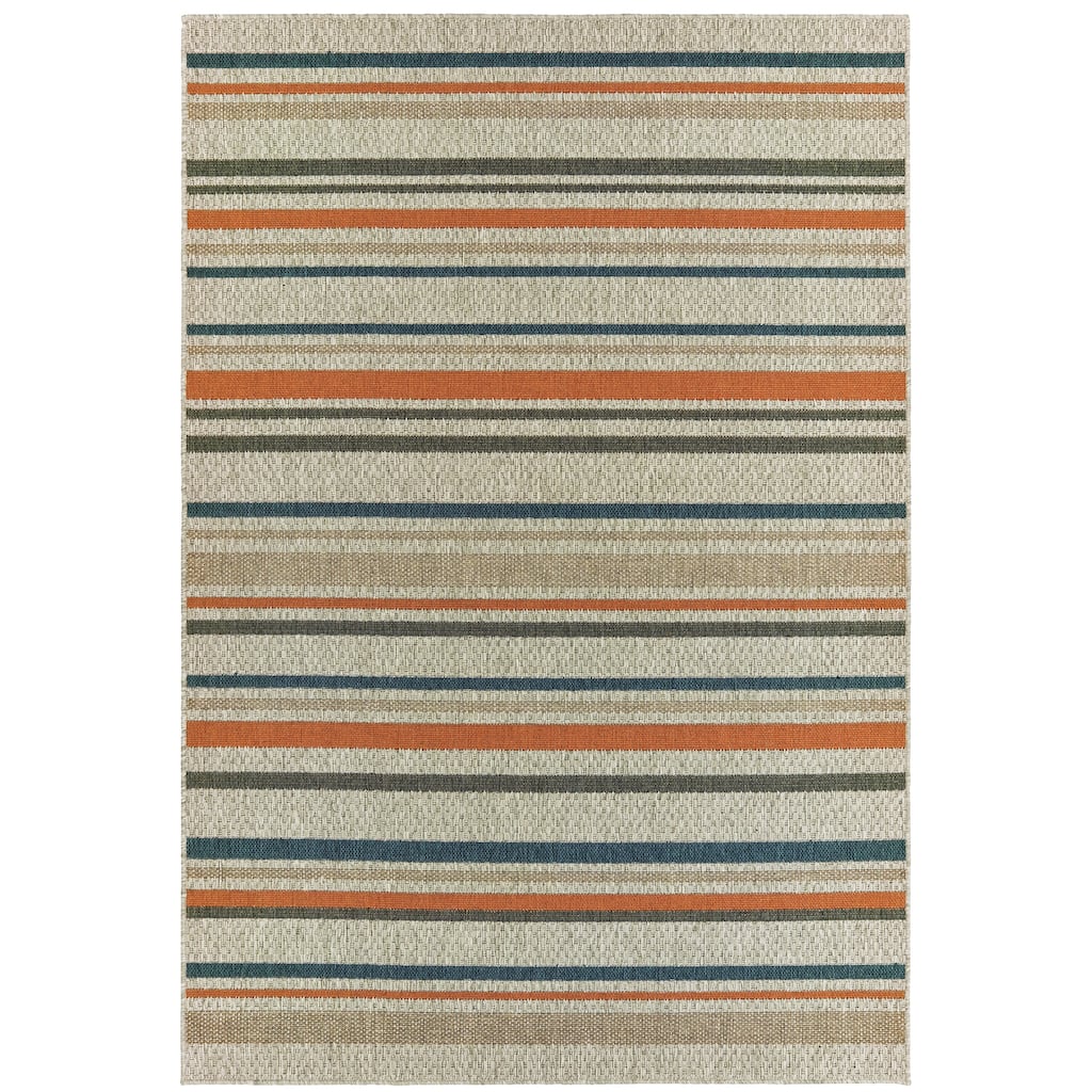 Lakeland Grey Blue Geometric Outdoor Casual Area Rug