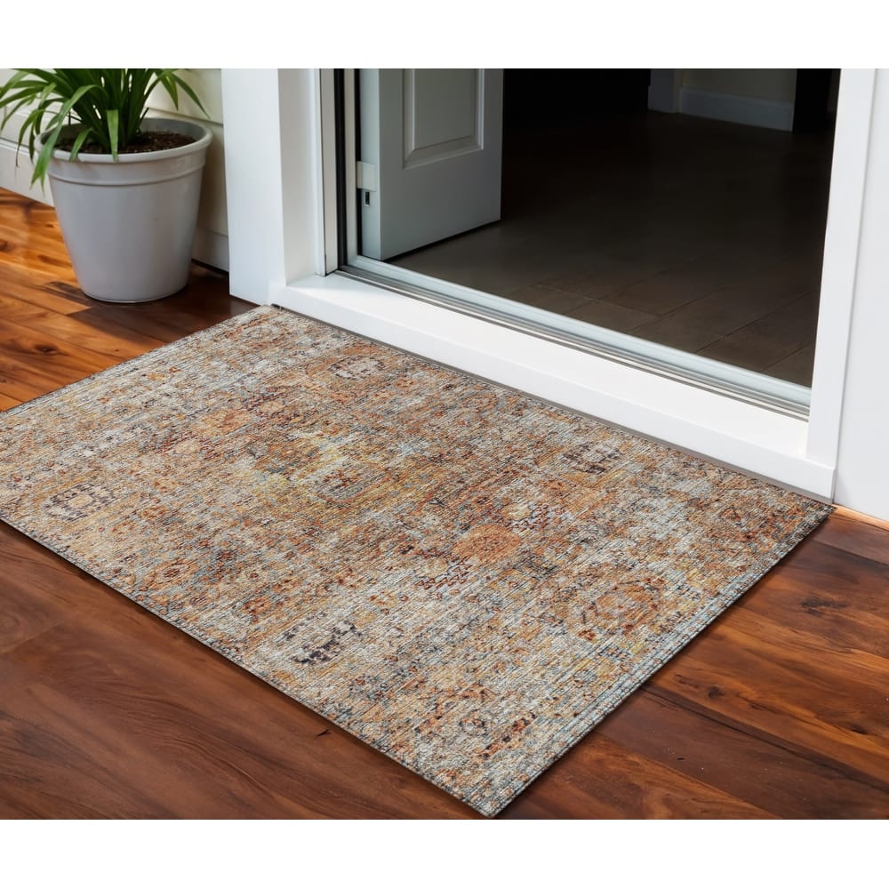 HomeRoots Floral Traditional Rectangle Outdoor Rug