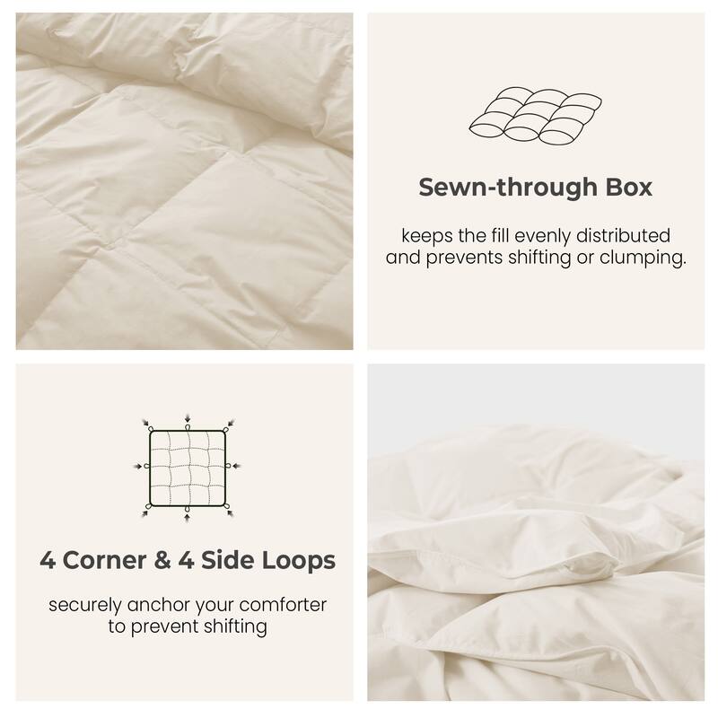 All Season 300TC Organic Cotton Down Comforter - 100% Natural, Chemical-Free, Medium Warmth Duvet Insert