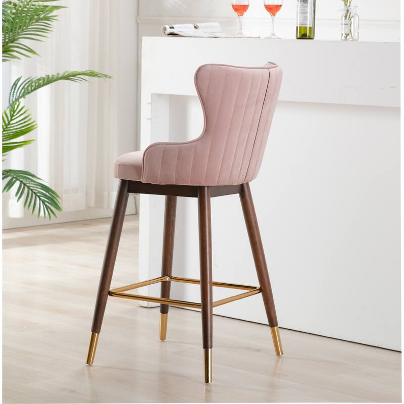 Upholstered Wingback Bar Stools, Set of 2