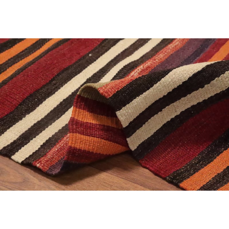 Hand Woven Oriental 100% Wool Carpet Southwestern Tribal Multi-Colored Kilim Area Rug - 7' 10'' X 4' 7''