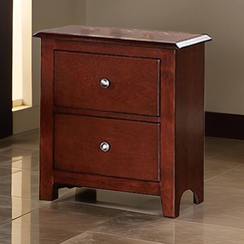 Brown 2 Drawer 22 in. W Nightstand with Sturdy Drawer Pulls