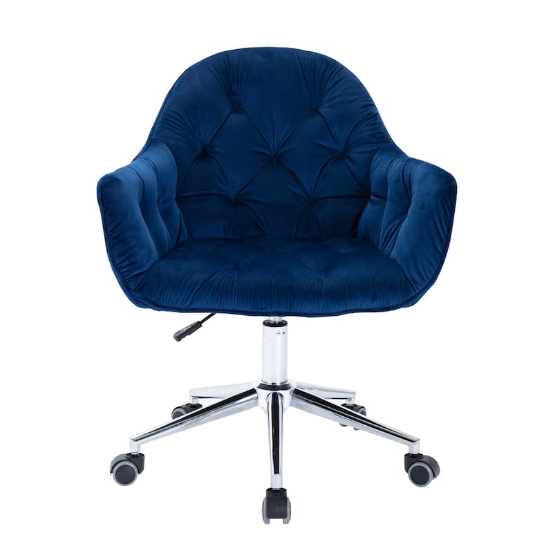 Corvus Hernals Velvet Tufted Adjustable Swivel Home Office Chair - Blue