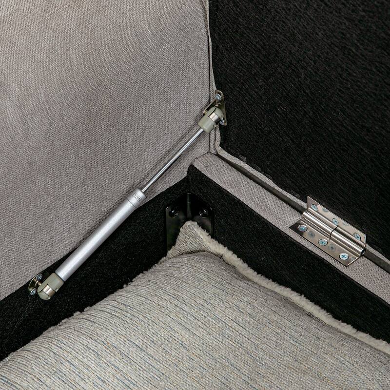 Modern Storage Ottoman Bench, Upholstered End of Bed Bench with Rolled Arms - Light Gray