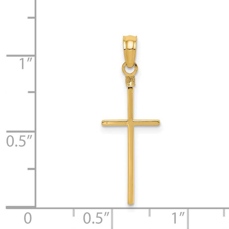 Curata 14k Yellow Gold 18" Solid Polished Stick Cross Pendant Necklace - 20x10mm