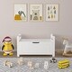 preview thumbnail 5 of 5, White Rubber Wood Kids Toy Storage Organizer Trunk with Flip-Top Lid/Safety Hinge