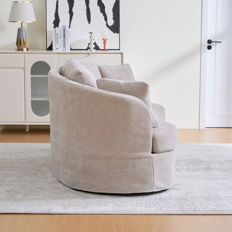 73.82" Modern Plush Chenille Wide Curved Sofa with Pillows