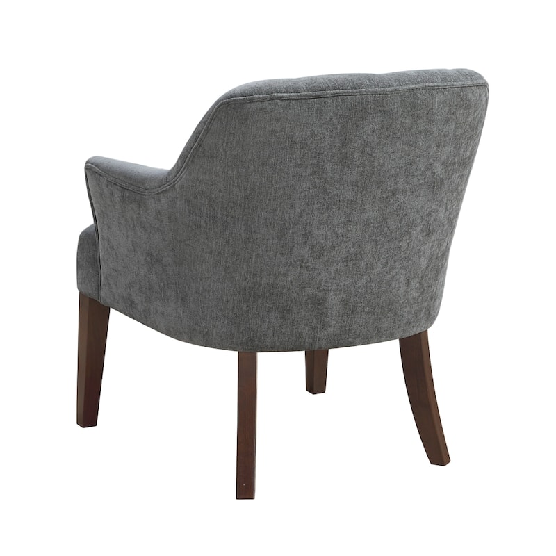 Beca Accent Armchair, Button Tufted Back, Sloped Arms, Gray Polyester