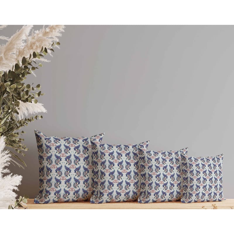 Botanical Bouquet Faux Suede Reversible Throw Pillow Gray and Blue