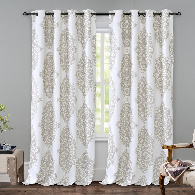 DriftAway Asher Medallion European Floral Blackout Lined Curtain 2 Panels