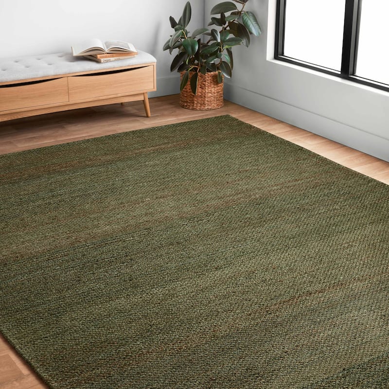 Alexander Home Emily Modern Farmhouse Hand Woven Jute Rug - 5' x 7' 6" - Green